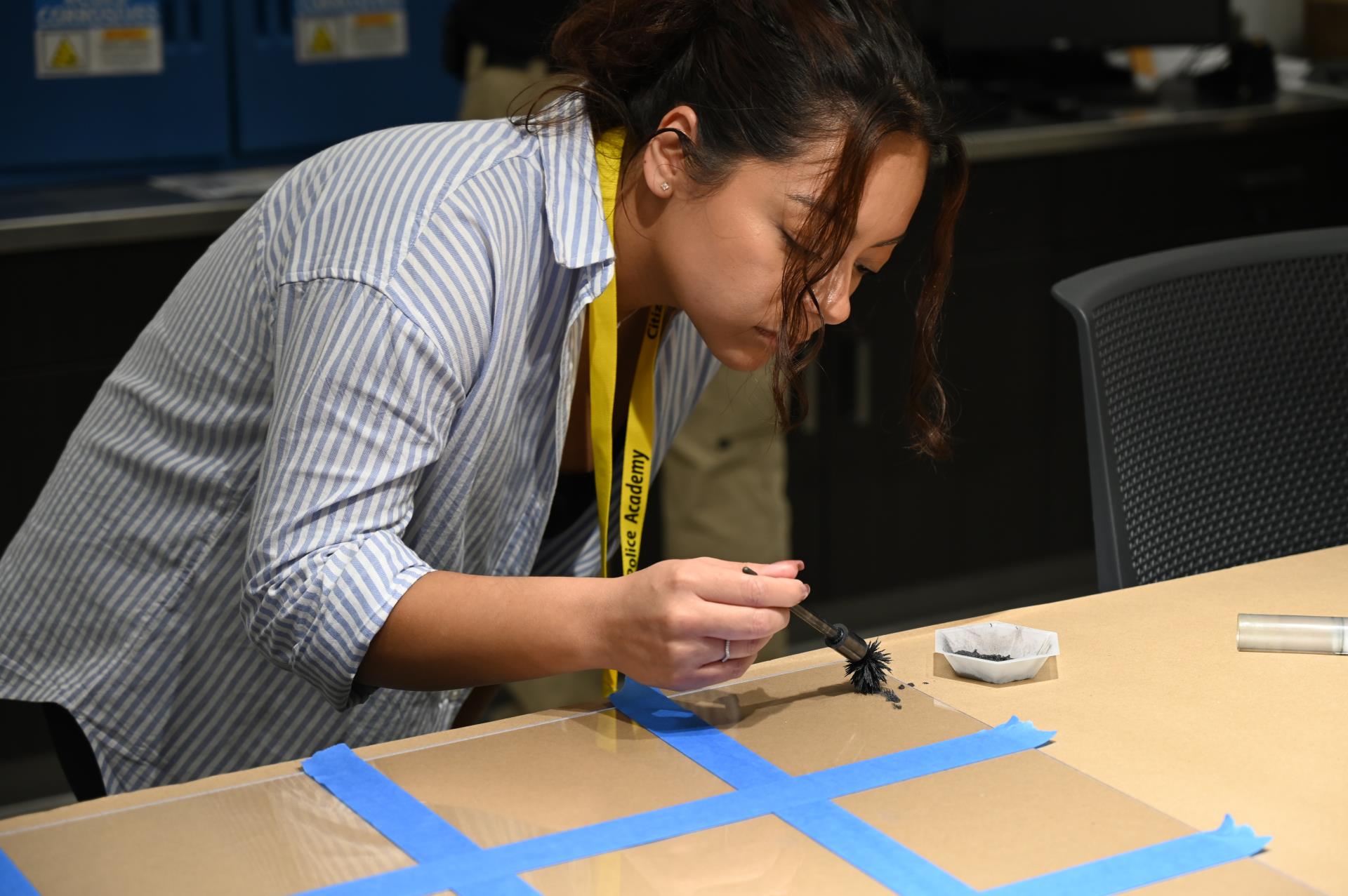 A woman focused on her project